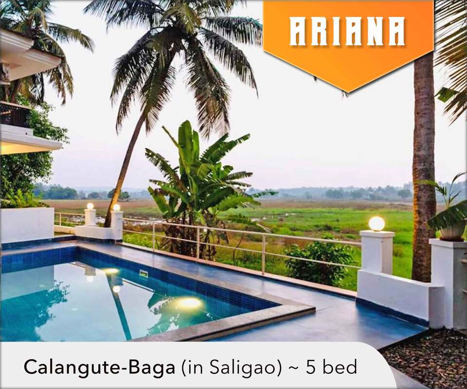budget 5 bed villa in baga calangute on rent with private pool