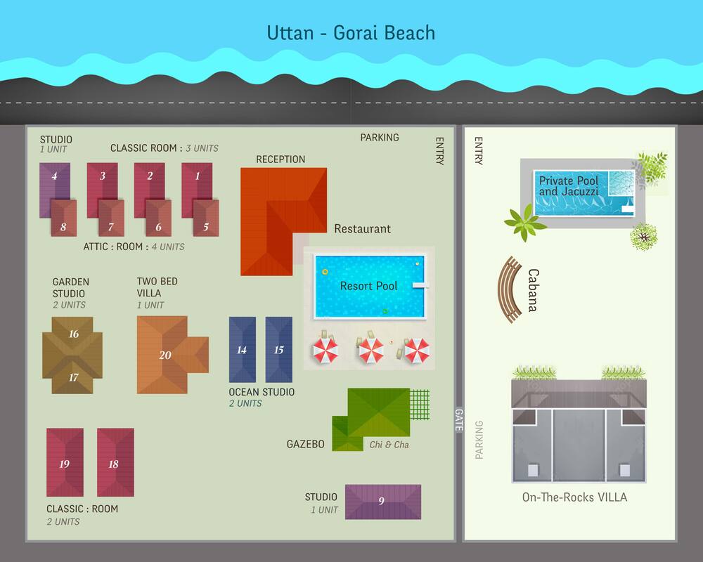 layout of on the rocks villa and the u-tan sea resort